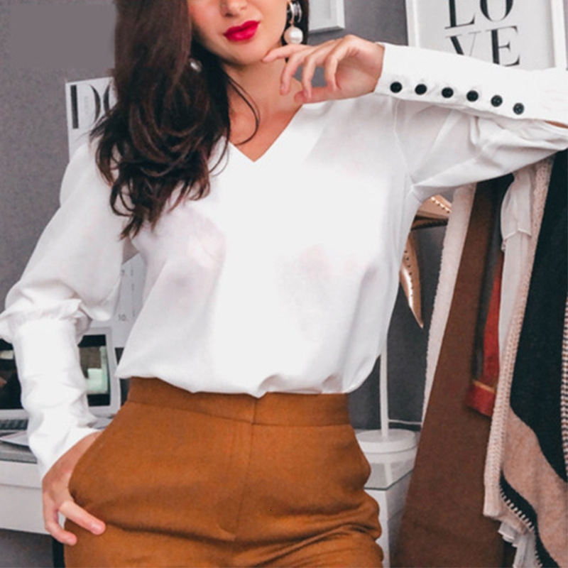 

2021 New Women Spring Sexy v Neck Slim Chic Straight Breasted Lantern Sleeve Pullover Solid Female Office Ladies Bottoming Tops Rzqx, Blue