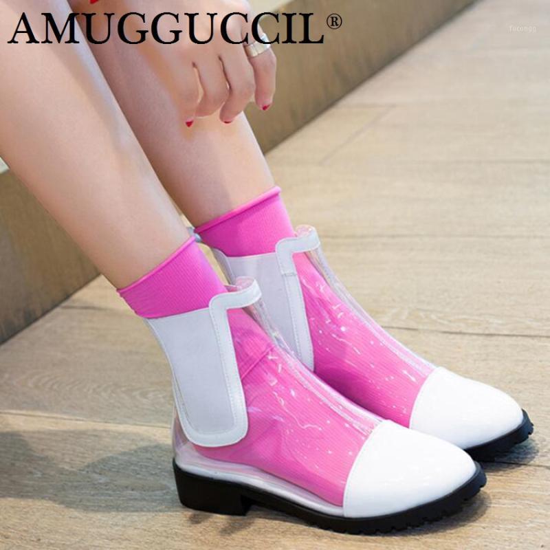 

Plus Big Size 32-46 Black White Clear Fashion Sexy Spring Autumn Summer Girls Females Ladies Women Boots X17841