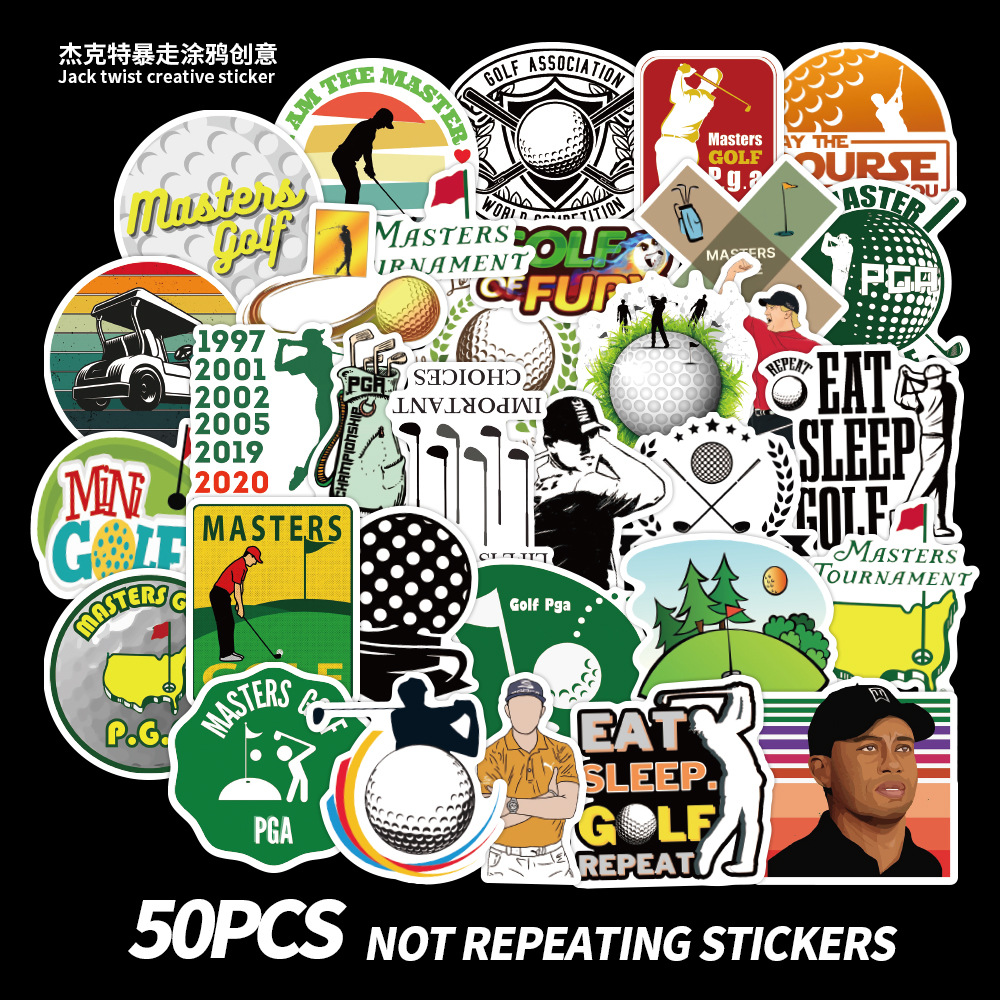 

50 PCS Mixed Skateboard Stickers Golf master sport For Car Laptop Helmet Stickers Pad Bicycle Bike Motorcycle PS4 Notebook Guitar Pvc Decal, Multi colors