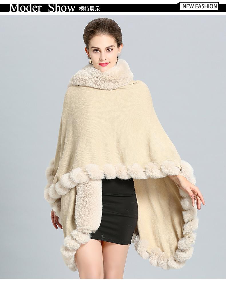 

Scarves Fake Fur Collar Knit Tassel Loose Multi-color Shawl Cashmere Sweater Female European Cardigan Coat Hair Ball Craft Poncho