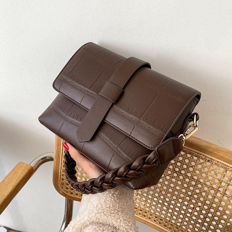 

Vintage Stone Leather Shoudler Crossbody Bags for Women 2021 New Saddle Handbags Ladies Messenger Bags Casual Totes Female Purse, Coffee