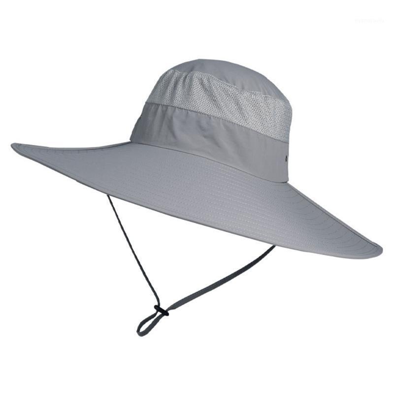 

Outdoor Sports Casual With Chin Strap Summer UV Protection Adjustable Camping Cycling Wide Brim Sun Hat Breathable Seaside1, Khaki