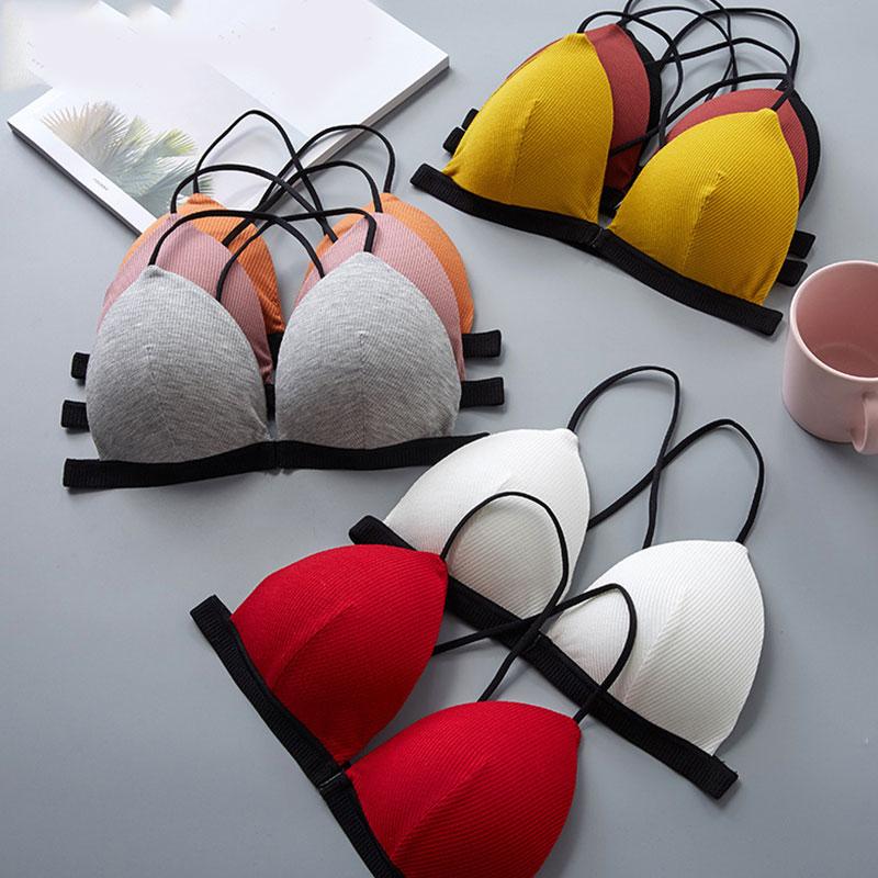 

Comfortable Push Up Bra women Padded Underwear Breathable Sexy Lingerie Seamless Intimates Front Closure no Wire Bras, Red