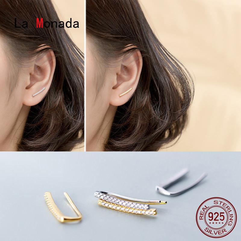 

La Monada Hoop Earrings For Women Silver 925 Fine Women Earrings Jewelry Minimalist Hoop 925 Silver Stick Inlay