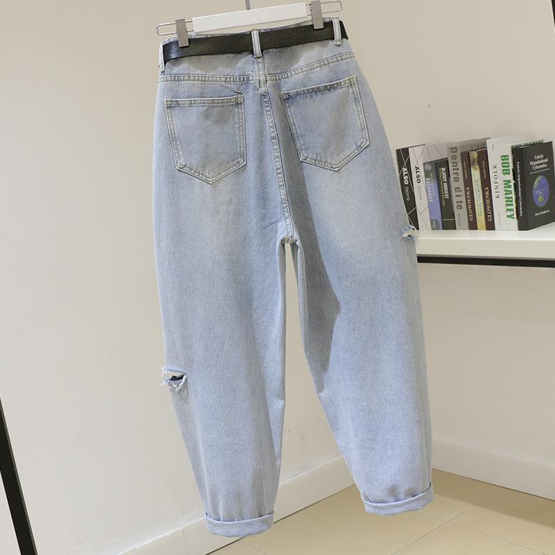 

Fashion art holes jeans women cotton pants new arrival 2020 spring summer, Blue