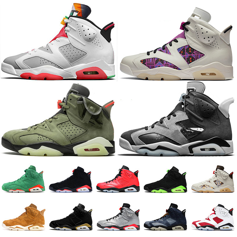 

2021 With Box Jumpman 6 6s Mens Basketball Shoes Hare Travis Quai 54 Tech Chrome Infrared DMP Gatorade Trainers Sneakers Big Size 13