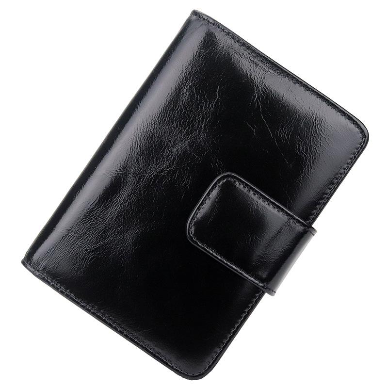 

New style cowhide women's short wallet fashion multi-functional card bag, Black