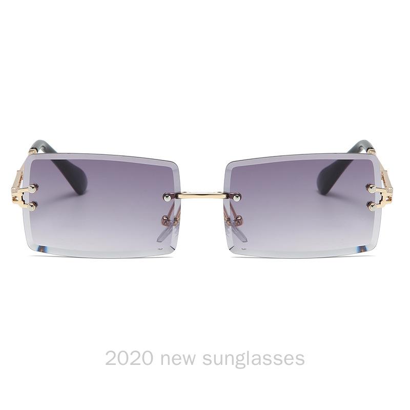 

Sunglasses Small Rimless Punk Siamese Unique Rectangle Sun Glasses For Female Vintage Frameless Diamond NX