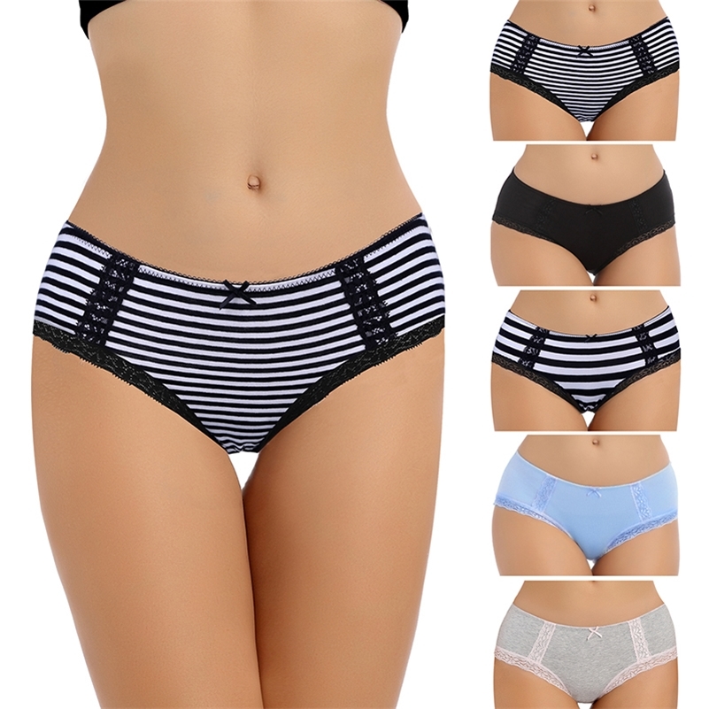 

Comsoft 5pcs/pack women briefs high quality striped women' underwear -XXL plus size women underpants female girl underwear 201112, 1904-a