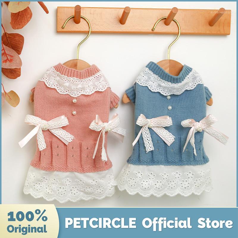 

PETCIRCLE New Dog Puppy Clothes Ladies Wool Dress Pet Cat Fit Small Dog Spring and Autumn Pet Cute Costume Cloth Skirt1, Blue