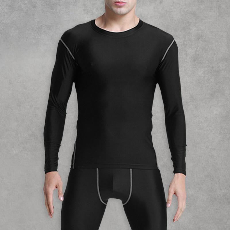 

Men Tights Outdoor Sportswear Comfortable Round Collar Long Sleeve Quick Dry Running Jogging Gym Fitness Cycling T-Shirt, Black-m