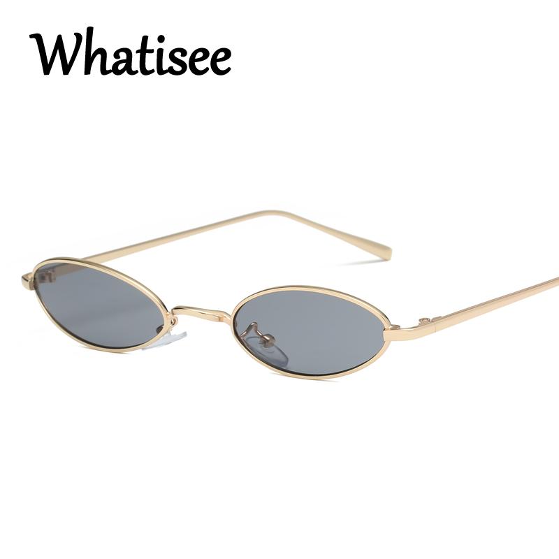 

Whatisee Small Oval Sunglass Women Vintage Clear Metal Frame Eyewear Brand Designer Gold Black Small Red Sunglasses Retro