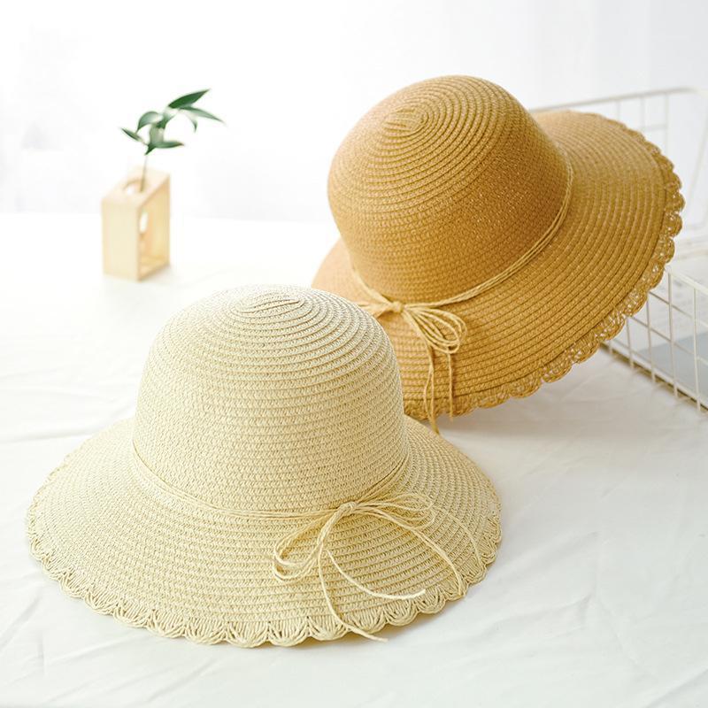 

Fashion Weaving Bow-knot Straw Hat Womens Summer Caps Leisure Fisherman's Hat Beach Sun Protection Sunshade Cap1, Khaki
