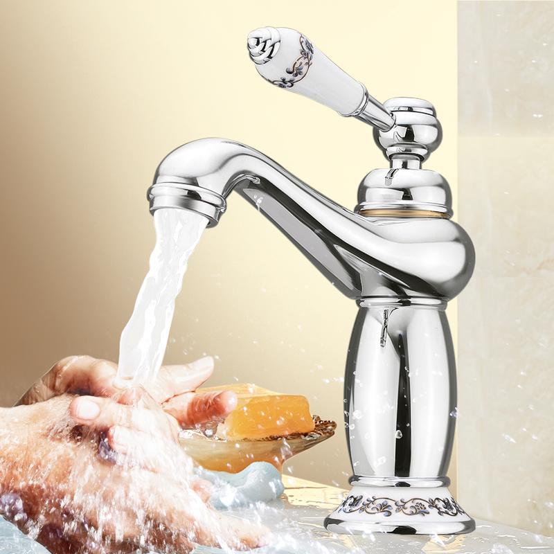 

Xueqin Upscale Retro Chrome Silver Bathroom Basin Faucets Mixer Cold And Hot Water Tap Washbasin Tap For Household And Hotel