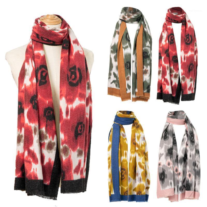 

New Women's Autumn Scarf Women Tie Dyed Floral Print Scarf Fashion Female Multi-Purpose Shawl Scarves Echarpe Femme Hiver D21#1
