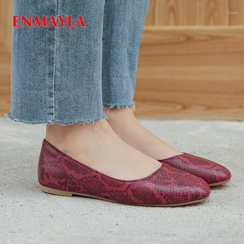 

ENMAYLA 2020 Basic Square Heel Slip-On PU Serpentine Casual Round Toe Luxury Shoes Women Wedding Shoes Ladies Size 34-431, Black