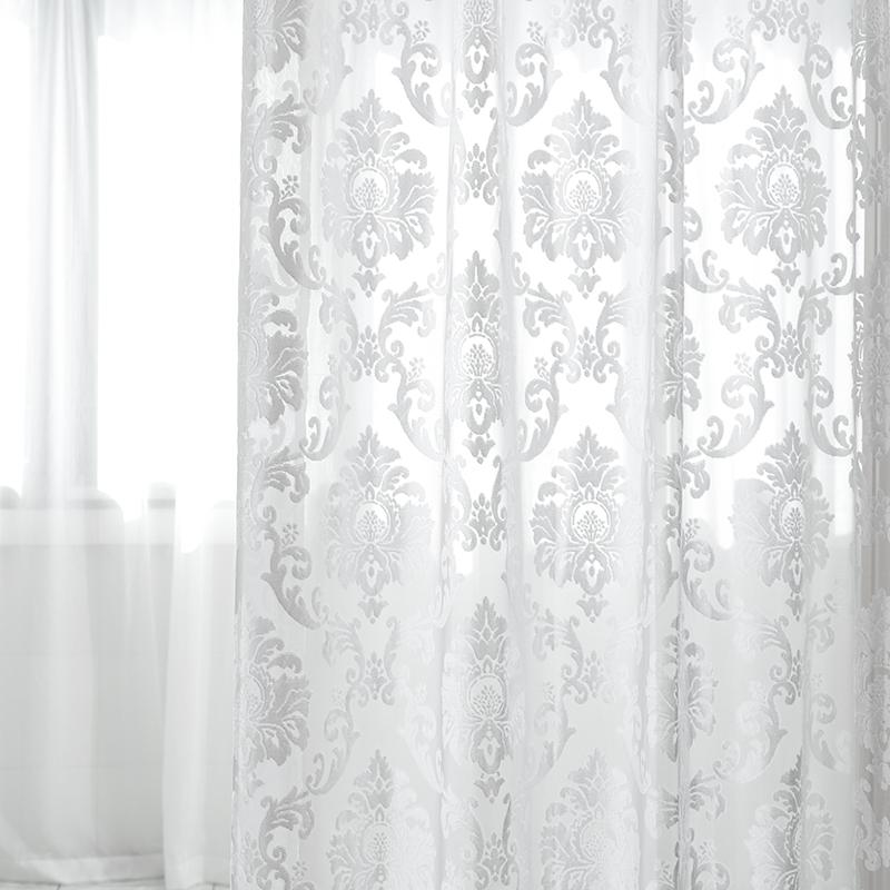 

luxury European high-grade white embroidered tulle voile curtain sheer curtain living room bedroom tulle B371, Tulle sheer