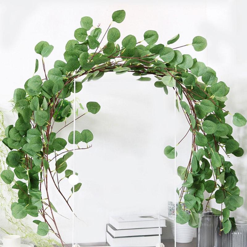 

1.7M Cloth Eucalyptus Vines Wedding Background Wall Artificial Arrangement Eucalyptus Decor Party Garland Decor Home Flower P2X41, Green