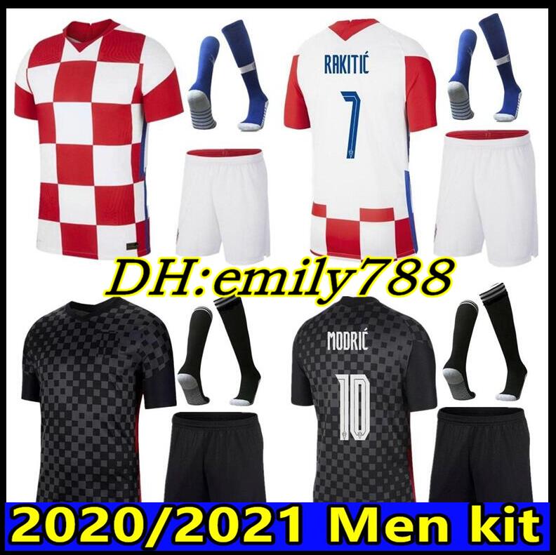 

20 21 Designed for home adult kit + Socks Soccer Jersey MODRIC PERISIC RAKITIC MANDZUKIC SRNA KOVACIC Red KALINIC Hrvatska Football Shirt, Black;yellow