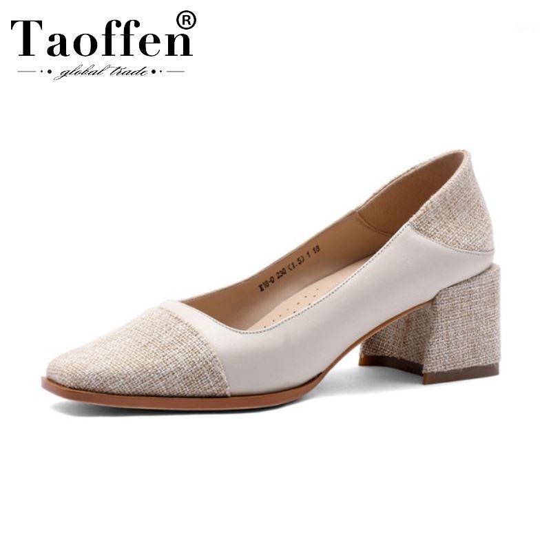 

Taoffen Ladies Pumps Real Leather New Arrival Office Hot Sale Shoes Woman Spring Slip On Party Dress Pumps Footwear Size 33-401, Caramel color