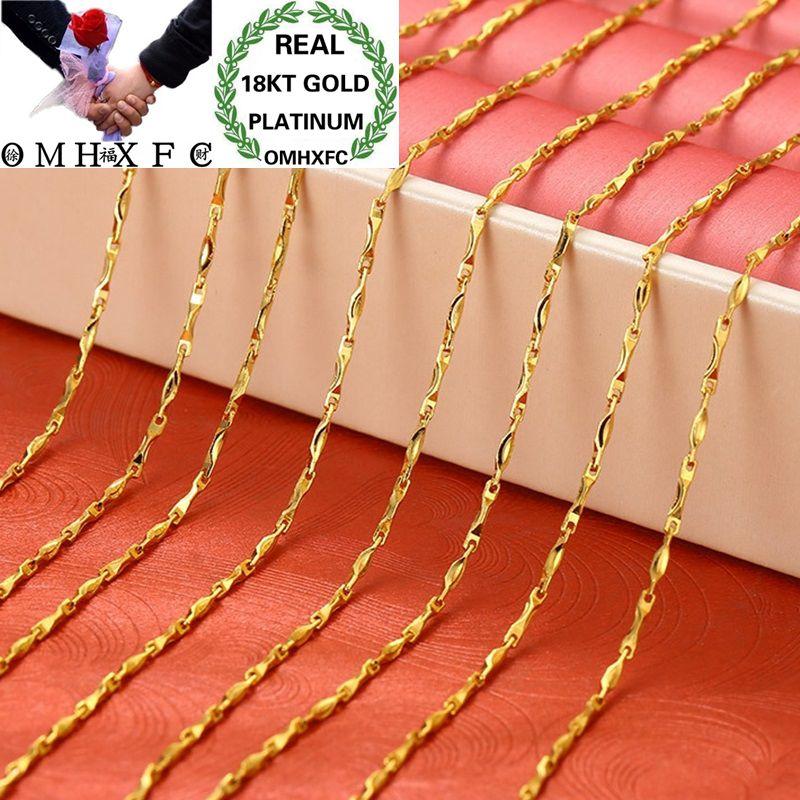 

Chains OMHXFC Wholesale European Fashion Woman Girl Party Birthday Wedding Vintage Slim Thin Ingot Link 18KT Gold Chain Necklace EX101