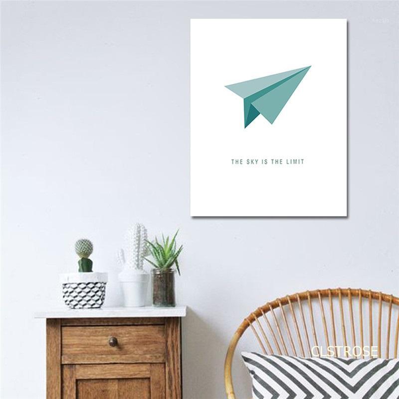 

Nordic Modern Style Contracted Blue Paper Airplane Posters Art Canvas Pictures For Living Room Decor Painting Unframed1