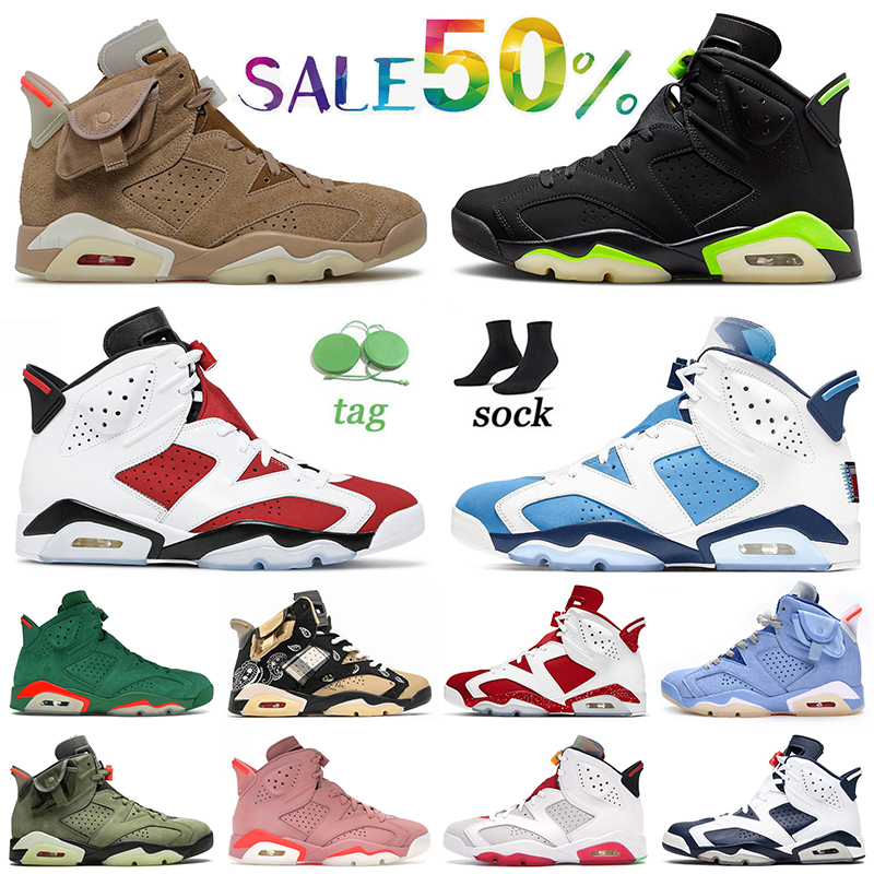 

Top Quality 6 6s Jumpman Basketball Shoes OG Sneakers British Khaki Electric Green Carmine UNC Gatorade Red Oreo Midnight Navy Hare Mens Women Sports Trainers Size 13, C56 aleali may 36-40