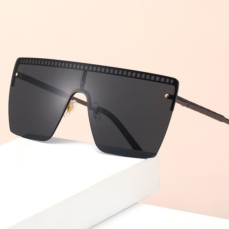 

Sunglasses Fashionable Metal Large Frame Women One Piece Rectangle Rimless Sun Glasses Men Vendor Gafas De Sol