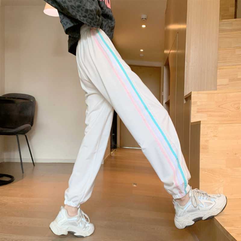 

Fitness Pants for Women Sports Pants Cotton Side Stripres Sweatpants Joggers Baggy Trousers Joggings Running Workout, Black