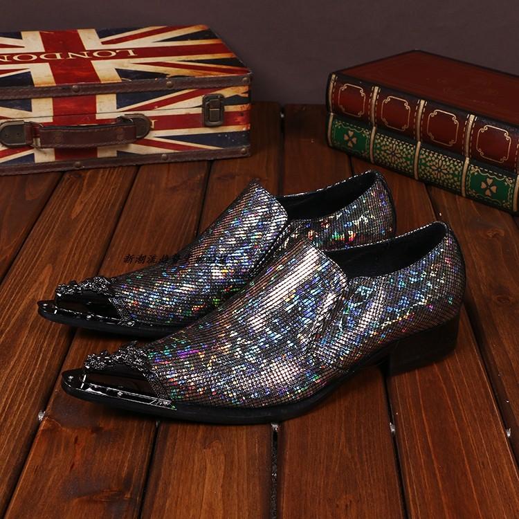 

Zapatos de hombre classic genuine leather elegant metallic mens pointed toe dress shoes business office formal oxford flats, As picture