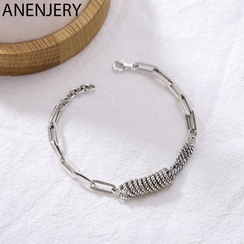 

ANENJERY Vintage Multi-circle Thick Chain Bracelet For Women Men Handmade Jewelry S-B386
