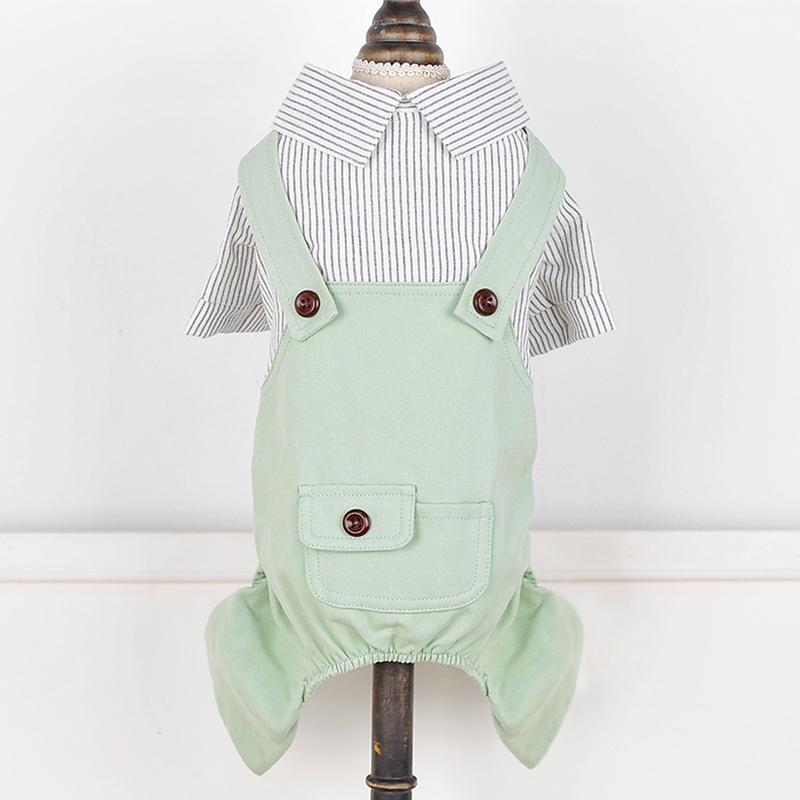 

Jumpsuits Dog Clothes Striped Splicing Overalls Pure Cotton Autumn Winter Pet Cat Clothing Four Legs Jacket Coats Dogs Costumes1, Pink stripe