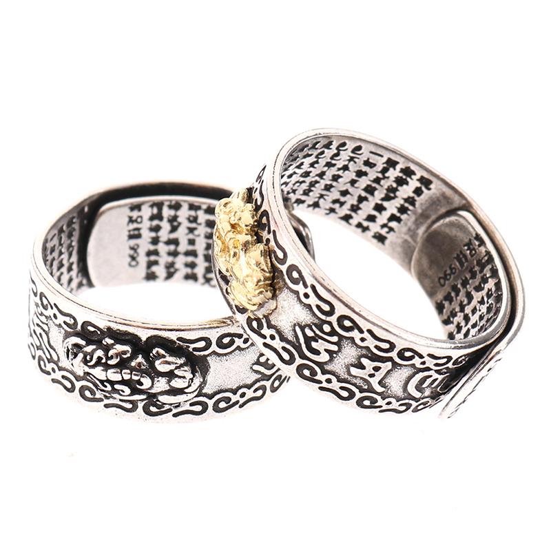 

Cluster Rings Pixiu Charms Ring Feng Shui Wealth Lucky Open Adjustable Jewelry For Women Men Gift