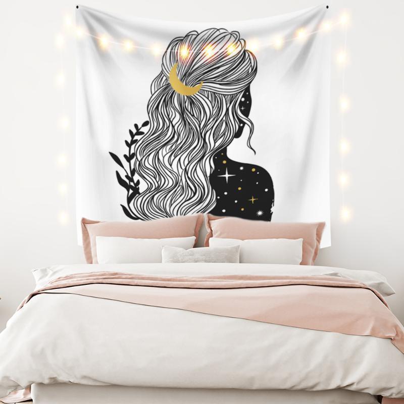 

Black And White Moon And Sun Tapestry Wall Hanging Bedroom Decoration Wall Carpet Witchcraft Cloth Tapestries1
