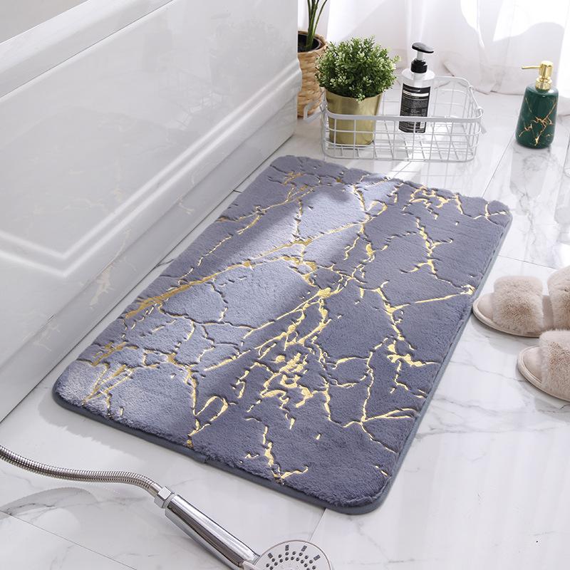 

New Stone Design Delicate Plush Floor Carpet Decorative Absorbent Bathroom Mat Bedroom Shower Room Hallway Anti-Slip Bath Rug