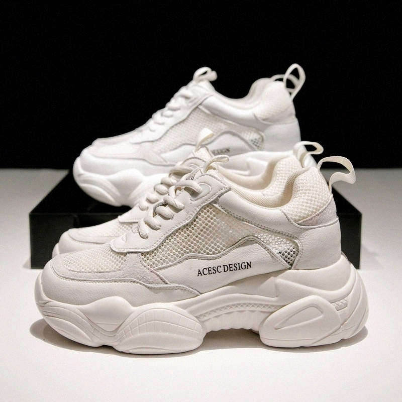 

BLWBYL Torre Shoes Women 2019 Summer New Mesh Breathable Sports Shoes Leather Wild Thick Shoes Zapatos Mujer Platform Sneakers #oM2F