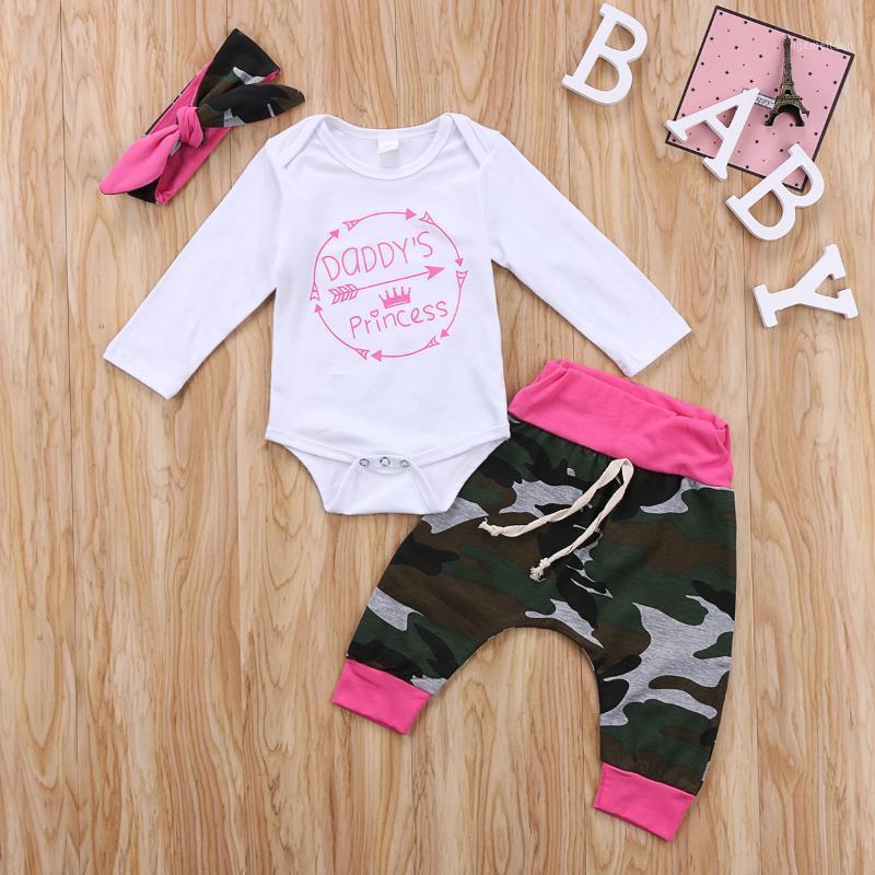 

3pcs Set daddys princess Letter Infant Toddler Baby Girl Tops Long Sleeve Romper+Long Pants Outfits Set Clothes1, As pic