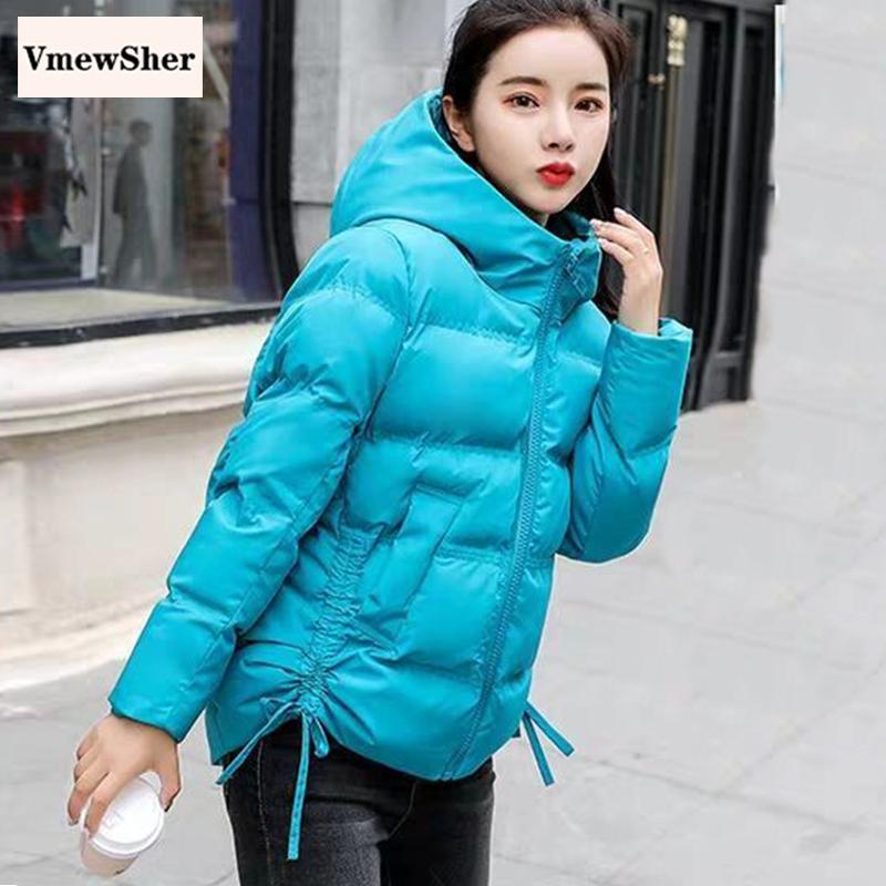 

VmewSher New Thick Winter Coat Women Jacket Parka Warm Hooded Down Cotton Pleated Outwear Fashion Female Parkas Mujer Basic Coat, Beige