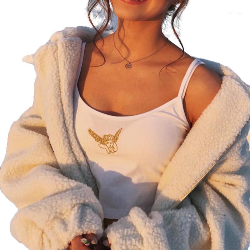 

Women Girls Sexy Angel Embroidery Vest Ladies Summer Casual Sleeveless Tops Tank Tops1, Black