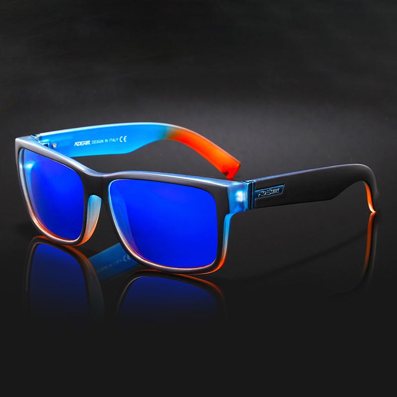 

Sunglasses KDEAM Sport Mens Mirror Polarized Blue Shades Brand Designer Rectangle Outdoor Driving Sun Glasses Women With Box