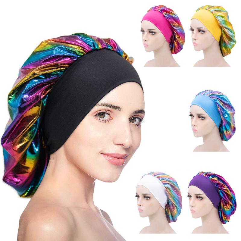 

Beanie/Skull Caps 2021 Elastic Wide-brimmed Night Cap Single Layer Laser Shower Adult Chemotherapy Factory Direct Hat Female Home