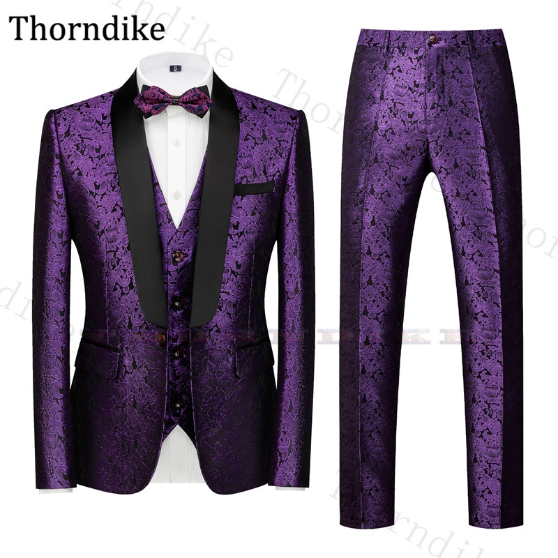 

Thorndike Purple Wedding Suit Men Elegant Formal Suits Shawl Lapel Jacquard Grooms Taxedos Casual Summen Autumn Party Prom Suits, Royal blue