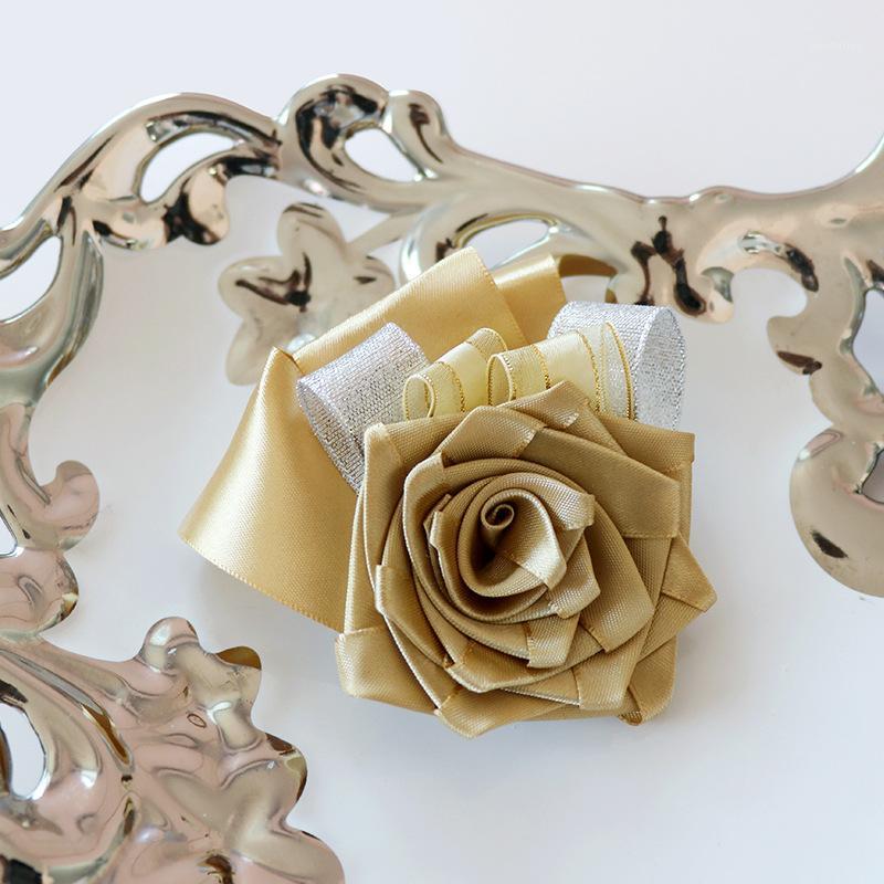 

Handmade Ribbon Rose Boutonniere... Our Bride and Groom jin hua High-End zuan kou duo se xuan Wholesale Wedding1