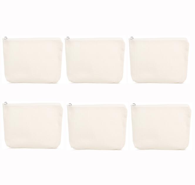 

12pcs Makeup bags Sublimation DIY Blank Large Capacity Cosmetic Bag Zipper Coin Purses for Thermal transfer printing, White