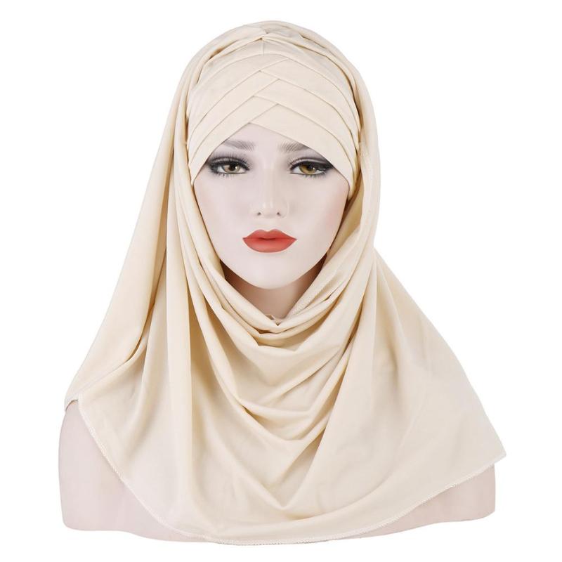 

Hot Sale Headscarf Delicate Texture Women Muslim Headscarf Solid Color Ladies Headband Islamic Headwrap Shawls Wraps