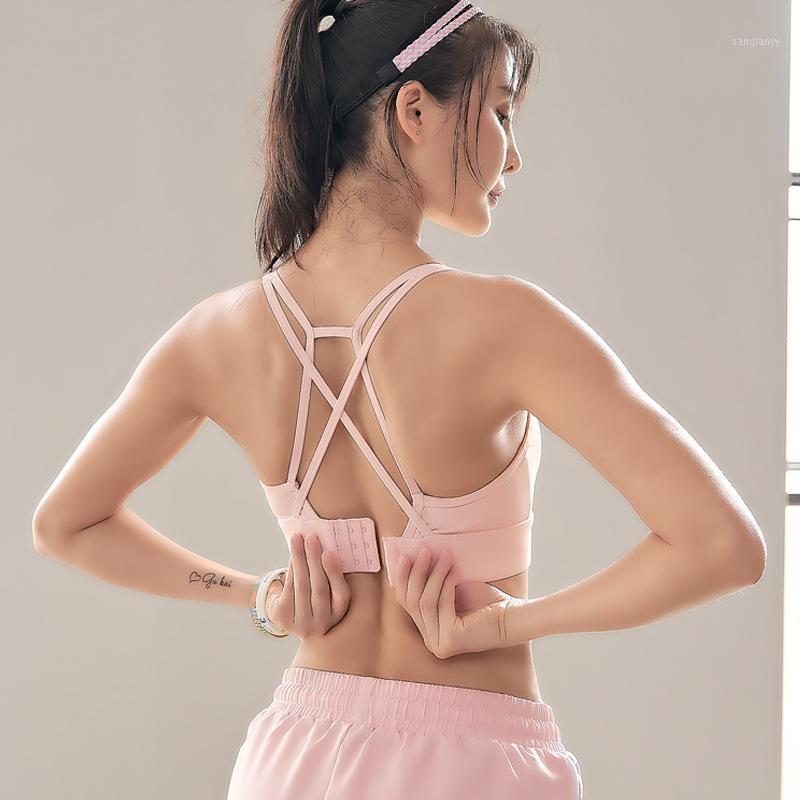 

Sports Bras Running Workout Yoga Underwear Solid Fitness Top Elastic Breathable Gym Training Clothing Padded Female1, Black