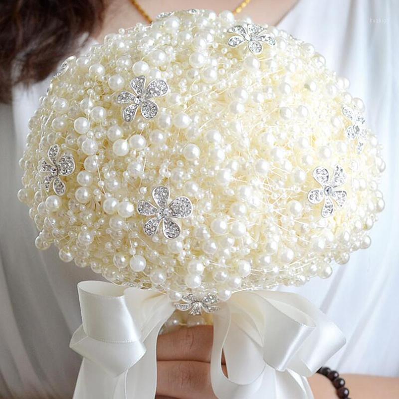 

100% Handmade Elegant Pearls Patchwork Wedding Decorative Flowers Bouquet For Brides Bridal Wedding Bouquets Accessories S-251, Pink