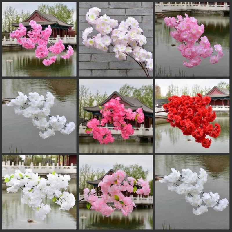 

100cm Silk flowers Long stem Artificial flower Pink Wedding Decoration Cherry blossom branch for home Decor wedding Arch, Style 2