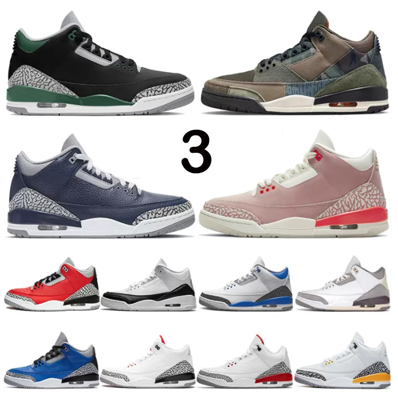 

Jumpman 3 Men Basketball Shoes 3s Pine Green Black Cement Racer Blue Fire Red Court Purple Cool Grey UNC Laser Orange Katrina Mens Sneakers