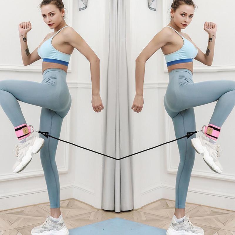

1 Set Of Exercise Fitness Resistance Band Ankle Straps Pull Doot Door RopeLeg Loop Band Elastic Hips Buckle P9Z91